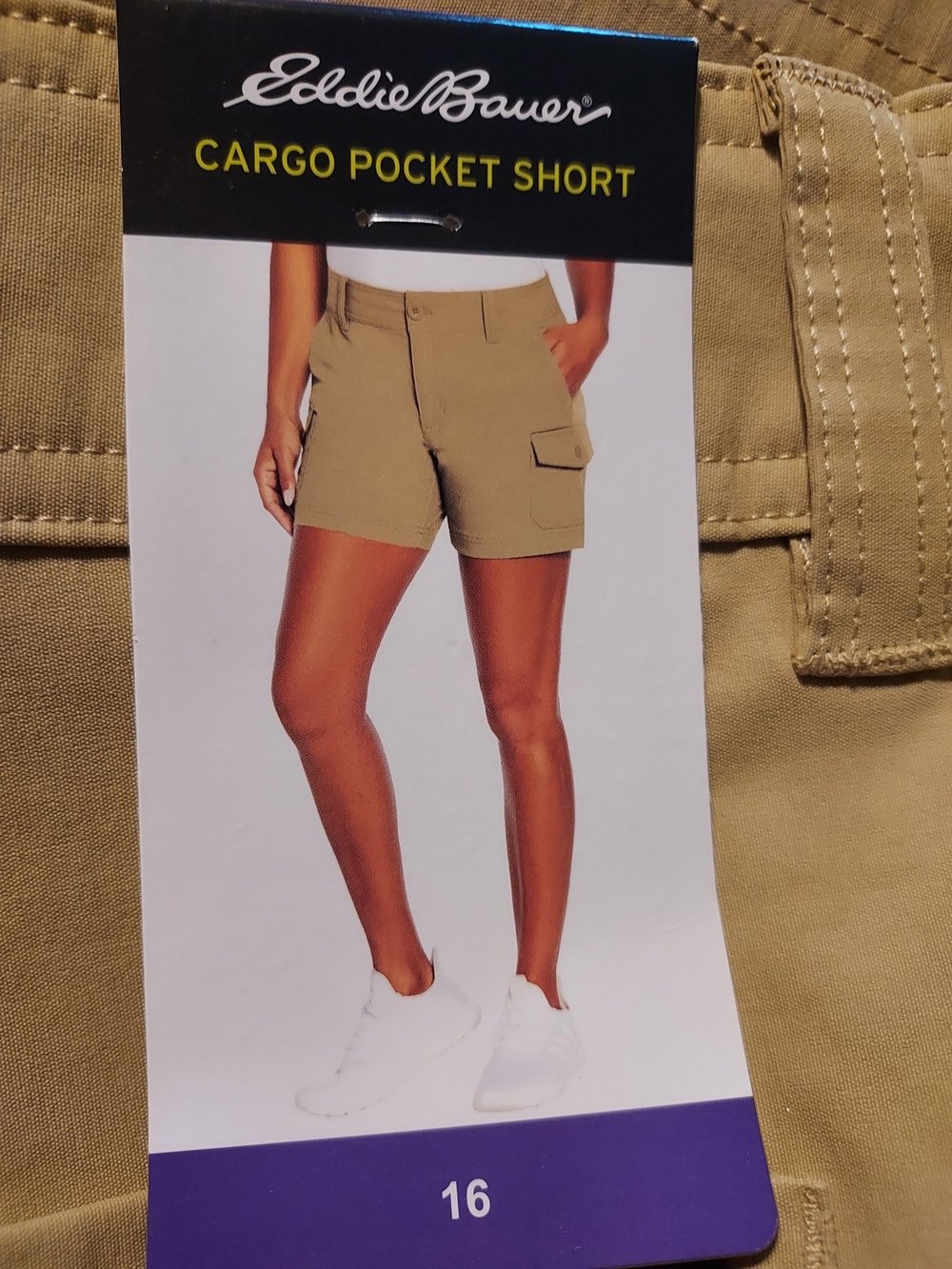 Eddie Bauer Khaki Cargo Shorts with Button-Flap Pockets - Picture 4 of 7